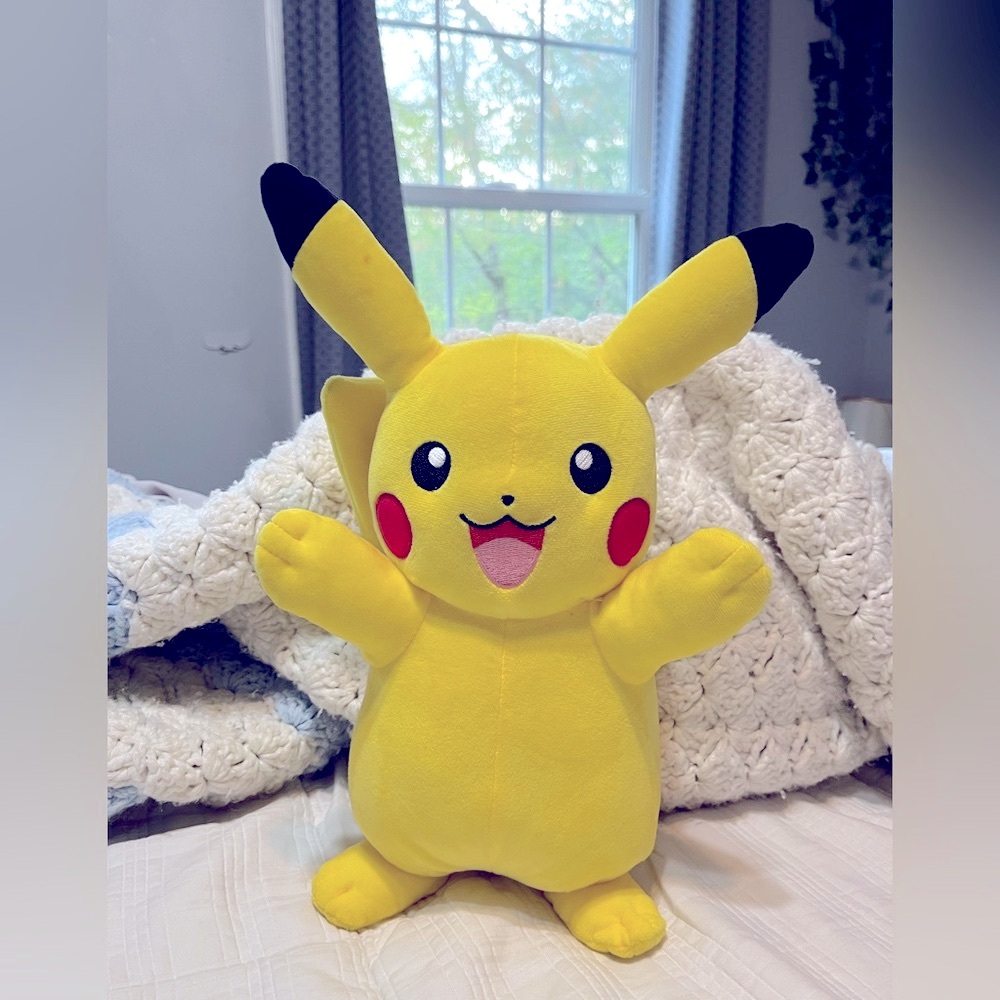 Yellow and Black Stuffed Pikachu Toy